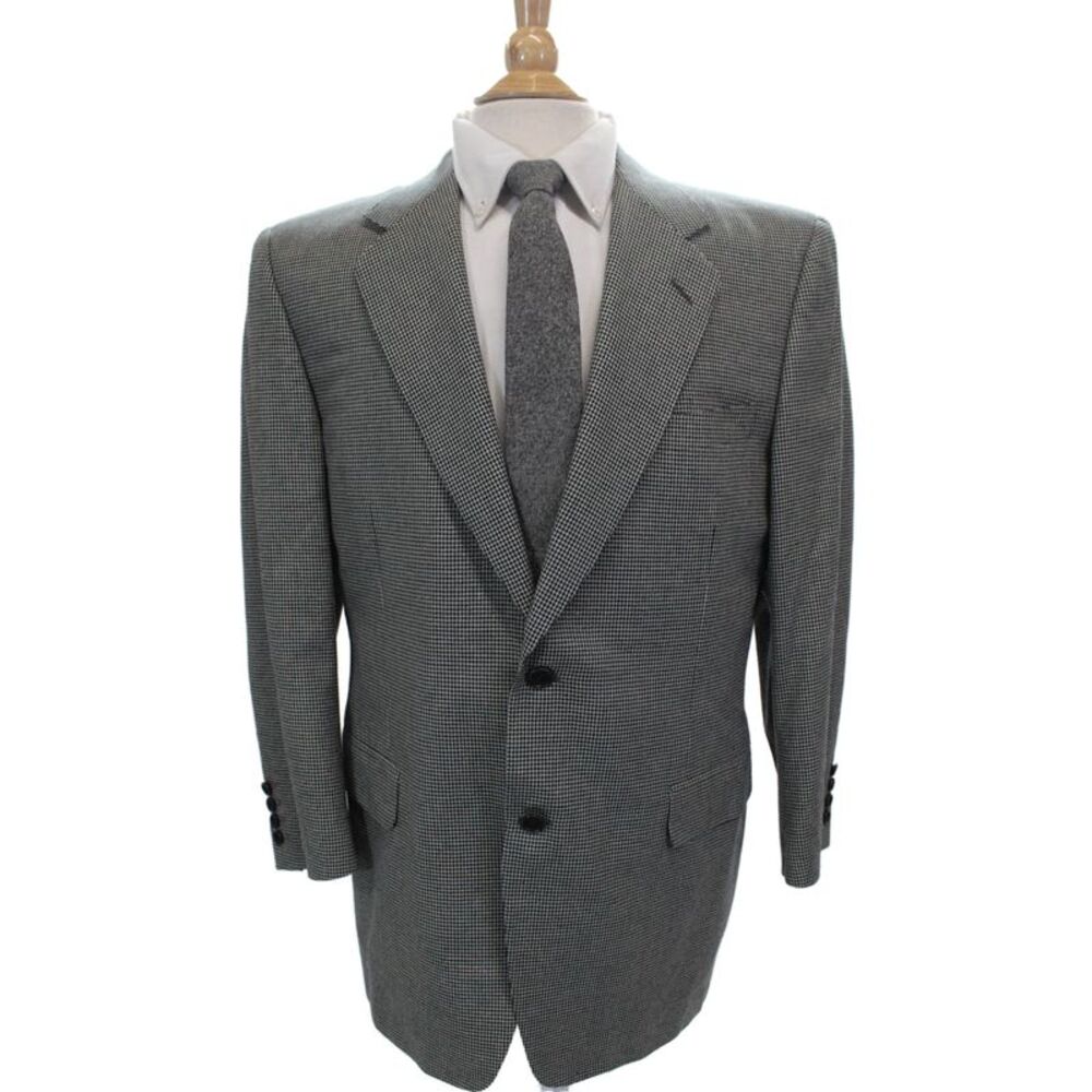 Canali Mens Blazer Gray Silk Check Button Size 52
